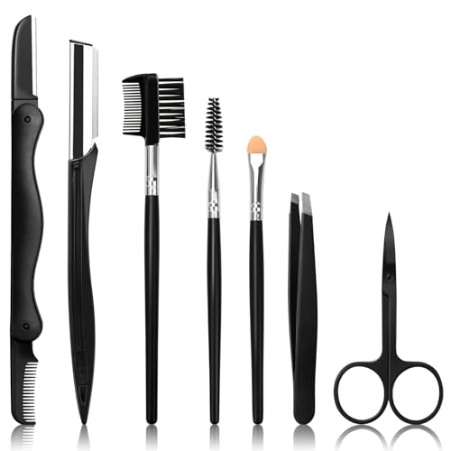 7-in-1 Eyebrow Grooming Kit for Men & Women - Razor, Scissors, Tweezers & More