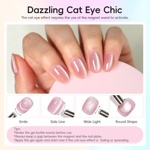 COSCELIA 20-Piece Cat Eye Gel Nail Polish Set with Magnet - Long-Lasting