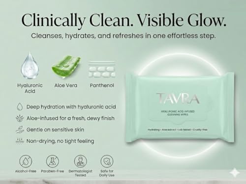 Makeup Remover Wipes with Hyaluronic Acid & Aloe, Gentle Face Cleansing Towelettes, 25 Count
