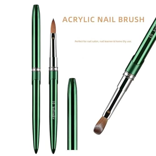 Kolinsky Acrylic Nail Brush Size 10 - Green Chrome Handle