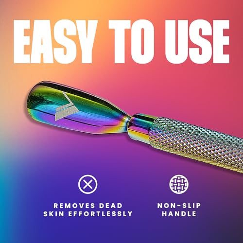 V Beauty Pure Highlighted Dual-Ended Cuticle Pusher - Stainless Steel Nail Tool