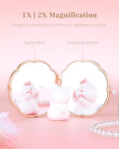 Imperblooms Peach Blossom Compact Mirror - Double-Sided Makeup Mirror
