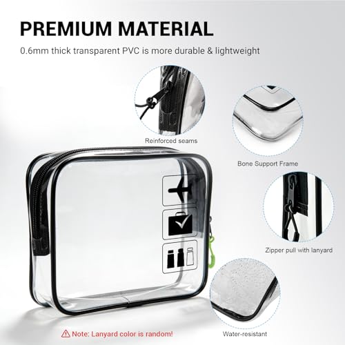 Ezdjozr TSA Approved Clear Toiletry Bag 3pcs Medium Carry-On Travel Organizer