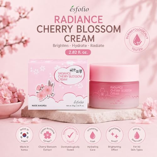 esfolio Cherry Blossom Nourishing Cream - Lightweight Daily Moisturizer 2.82 Oz