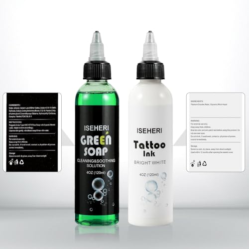 Iseheri Professional Tattoo Ink & Green Soap Bundle - 4oz Artist Set