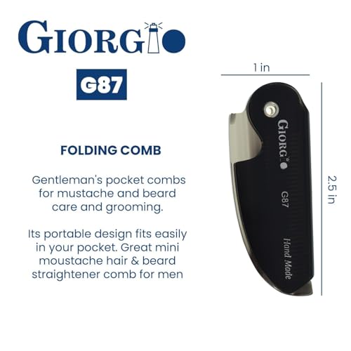 Giorgio G87 Folding Mustache & Beard Comb 2 Pack - Handmade Pocket Combs for Men