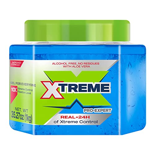Xtreme Pro-Expert Blue Hair Gel - 35.27 Oz, 2-Pack, Alcohol-Free