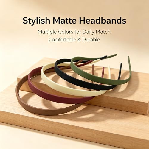 Matte Plastic U-Shaped Hair Headbands for Women - Non-Slip, 5 Pack