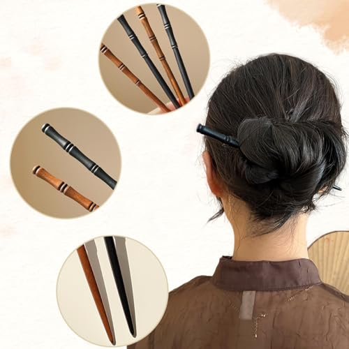 16 PCS Bamboo Hair Sticks - Elegant Retro Wooden Hair Pins