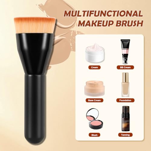ACMEBEAUTY Black Foundation Flat Top Kabuki Brush for Mature Skin