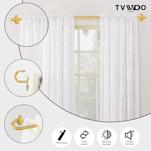 TVWOO Gold Wrap Around Curtain Rod - Adjustable 28-48" Room Darkening