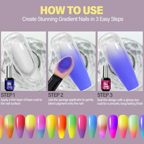 GEL PARTY Nail Pigment Palette - 16 Matte Colors for Ombre Art