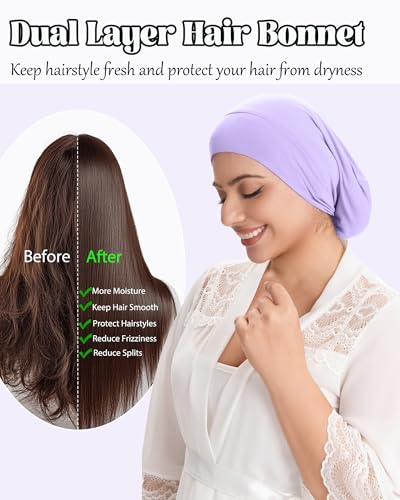 Simapu Cooling Sleep Bonnet, Adjustable Hair Wrap for Curly & Natural Hair