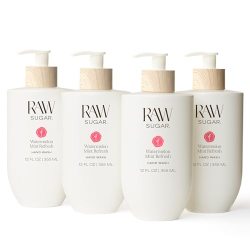Raw Sugar Watermelon Mint Liquid Hand Wash, Moisturizing Soap - 4 Pack
