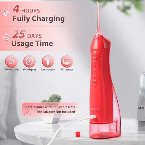 Tovendor Cordless Red Water Flosser - Powerful Dental Oral Irrigator