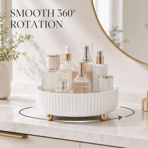 360° Rotating Makeup Organizer - Ivory White Skincare Tray