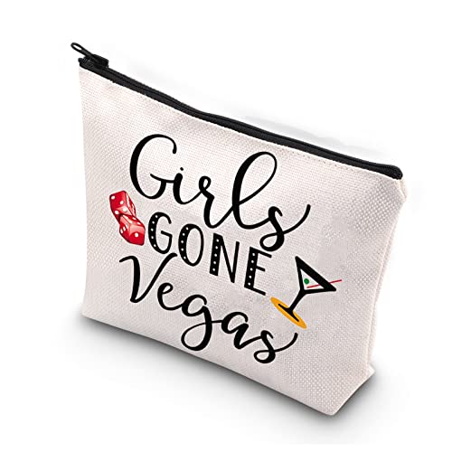 Girls Gone Vegas Canvas Makeup Bag - Travel Toiletry Organizer Pouch