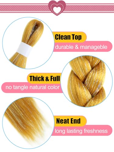 KAVSORAPI Gold Tinsel Hair Extensions - 30 Inch Pack of 2 for Festivals & DIY Styling