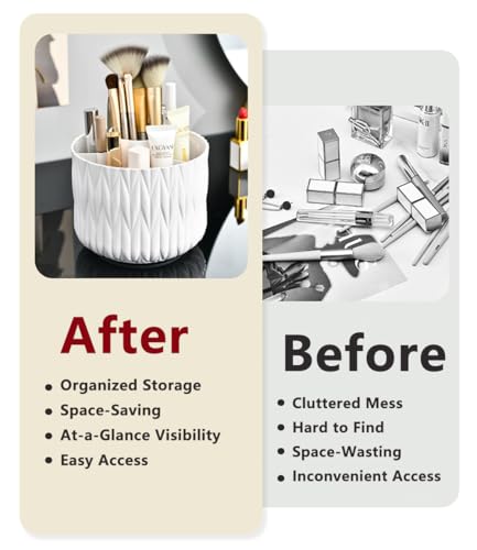 Yoohailor White 360° Rotating Makeup Brush Holder Organizer Vanity Storage