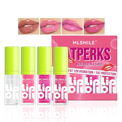 BEFIVECOK Lip Glow Oil Set A - 4 Colors Hydrating Lip Oils with Large Brush Head