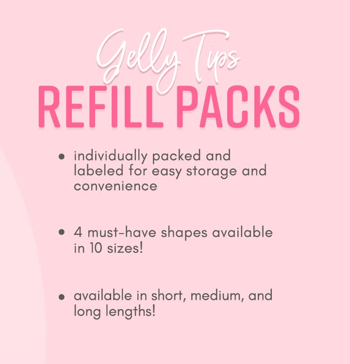 Kiara Sky Gelly Tip Refill Packs - Medium Coffin Shape Soft Gels