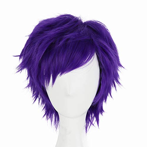 HH Building 12-Inch Short Layered Shaggy Wig - Royal Purple Synthetic Hair