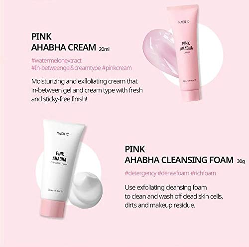 KOSBEAUTY Nacific Pink AHA BHA Travel Size Skin Care Set with 4 Photo Cards