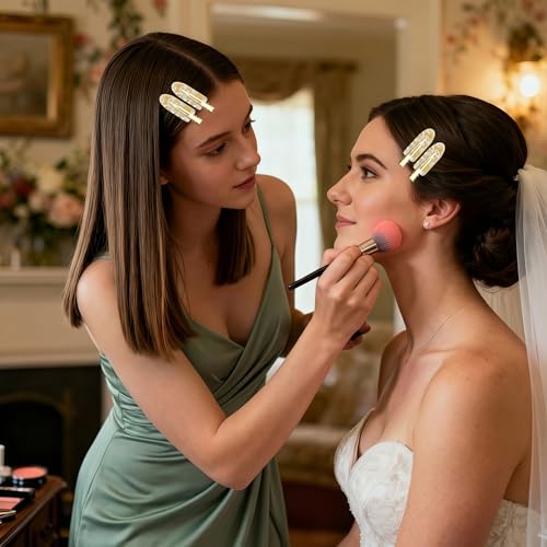 Cctvrtv Sparkling Gold 12 Pairs Creaseless Hair Clips for Bridesmaids & Bachelorette Parties