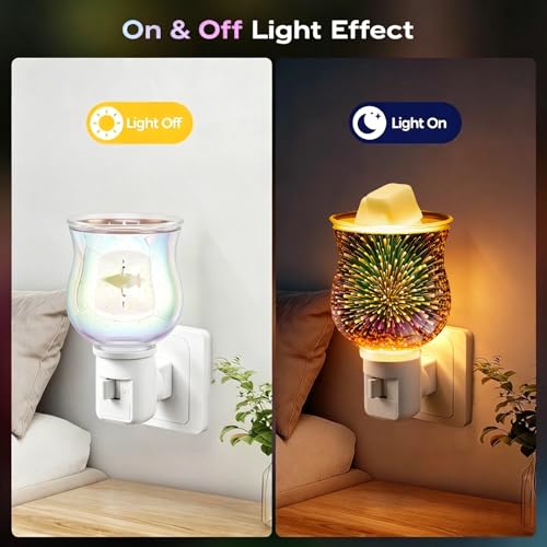 3D Glass Wax Melt Warmer with Night Light - JOYOLO Plug-In Aromatherapy