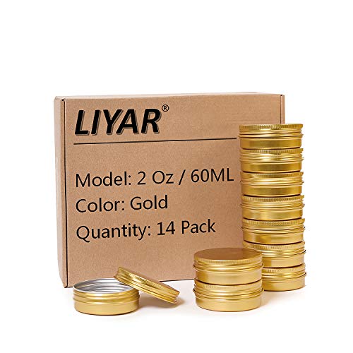LIYAR 2oz Aluminum Tin Containers - 14 Pack Screw Top Storage Jars