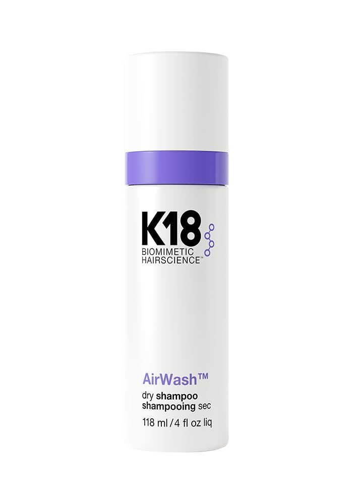 K18 AirWash Non Aerosol Dry Shampoo Spray - Odor Eliminating Dry Shampoo for Women with No White Cast - Fresh Hair + Scalp for 3 Days - Absorbs Oil + Sweat Without Heavy Fragrances (4 Fl oz)