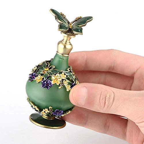 Rayberro Green Butterfly Vintage Perfume Bottle 25ML Refillable Glass with Rhinestones