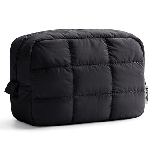 Narwey Quilted Makeup Bag - Lightweight Travel Toiletry Organizer