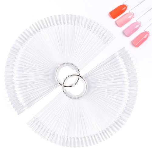 MelodySusie 100 Clear Nail Swatch Sticks with Ring - Practice Tips