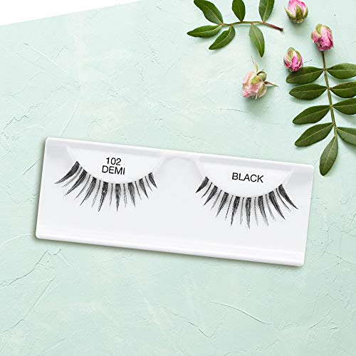 Ardell 102 Demi Black False Eyelashes 4 Pack - Natural, Reusable, Lightweight for Beginners & Makeup Lovers