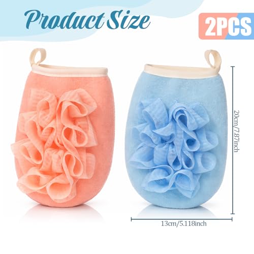 Travel Size Loofah Sponges - 2 Pack Exfoliating Bath Poufs