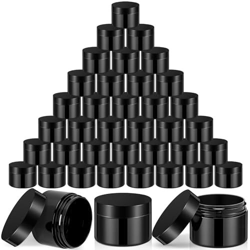 SATINIOR 36 Pack 2 oz Black Plastic Jars with Lids - Airtight Cosmetic Storage Containers
