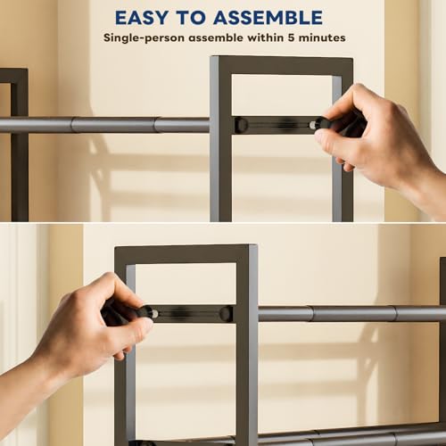 Adjustable 2-Tier Expandable Shoe Rack - Black Steel Organizer