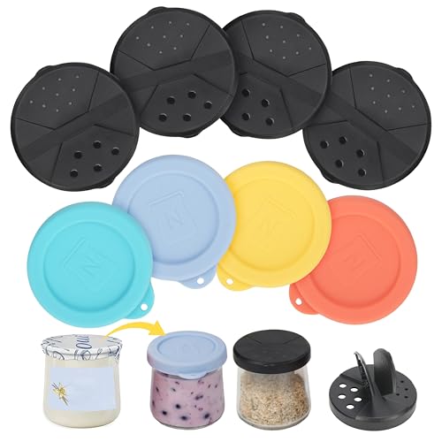Oui Yogurt Jar Lids Set - 8 Reusable Silicone & Spice Covers