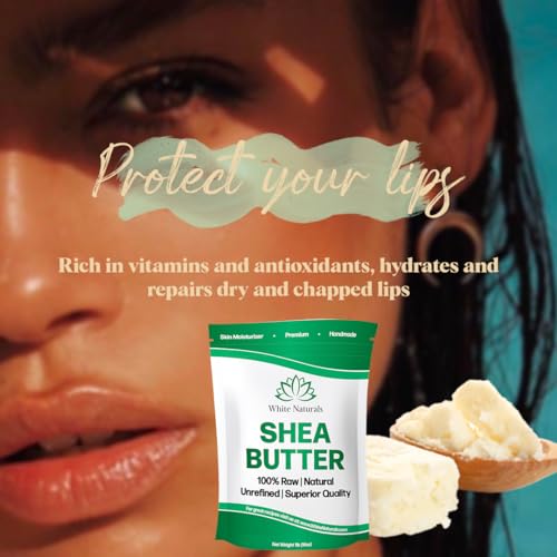 White Naturals Shea Butter 8oz - Pure, Raw, Unrefined, Grade A Moisturizer for Skin & Hair, DIY Lip Balm & Stretch Marks