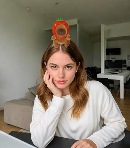 UQJE Capybara Headband for Adults - Funny Plush Animal Hair Accessory, Style-2, One Size