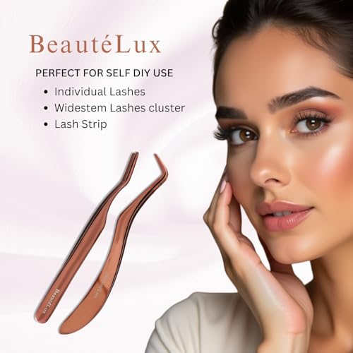 BeautéLux Eyelash Applicator Set - Rose Gold Lash Tool