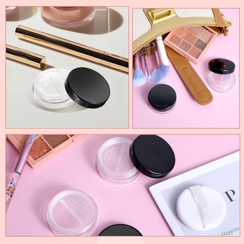 2pcs 10ml Travel Refillable Loose Powder Containers with Sifter