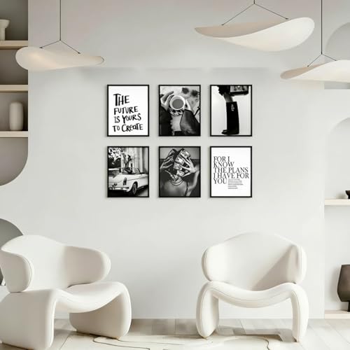 Chic Black & White Fashion Wall Art Set - Motivational Posters 8x10