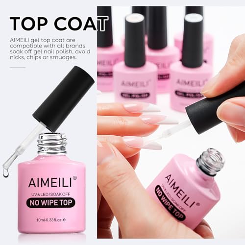 AIMEILI No Wipe Top Coat - HEMA-Free Vegan Gel Nail Polish