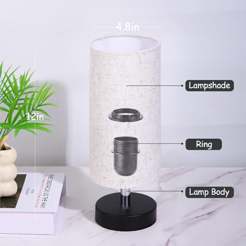 Minimalist Bedside Table Lamp with Linen Shade for Small Spaces