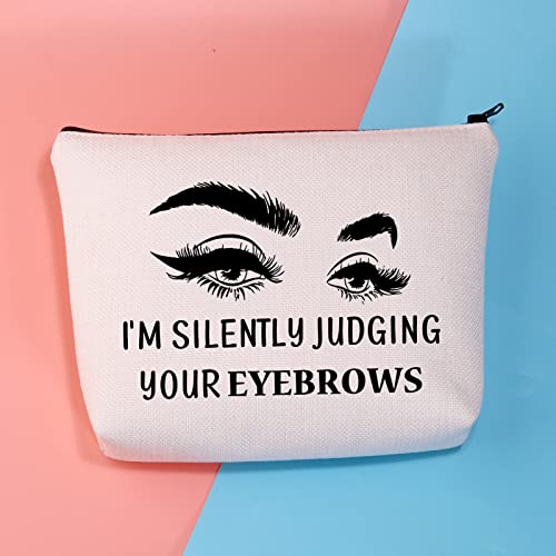 Funny Makeup Artist Gift - Judging Your Eyebrows Canvas Makeup Bag