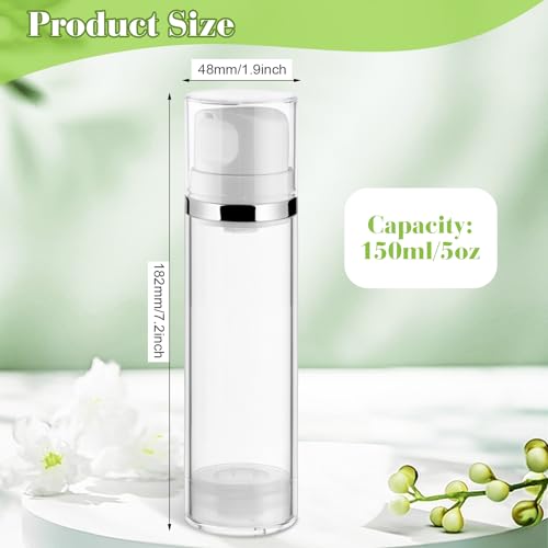 Mirrline 150ml Refillable Airless Pump Jar - Travel Cosmetic Containers Set of 4