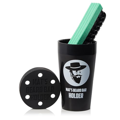 Mat's Beard Bar¢ç - Pro (V2.0) & Holder - FLEXIBLE - Clean Up Beard Trimmings from Sinks and Countertops After Shaving - Best Gifts For Men