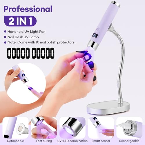 LIARTY Cordless UV LED Nail Lamp - Rechargeable Gooseneck Gel Curing Pen